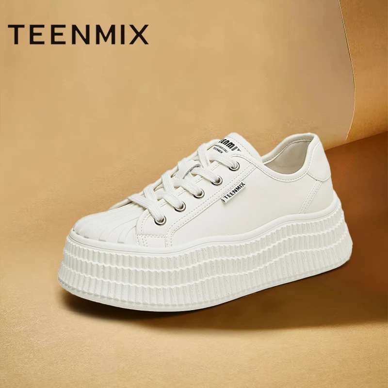 天美意春秋新款运动百搭厚底简约学生小白鞋女时尚休闲鞋BJ781CM4