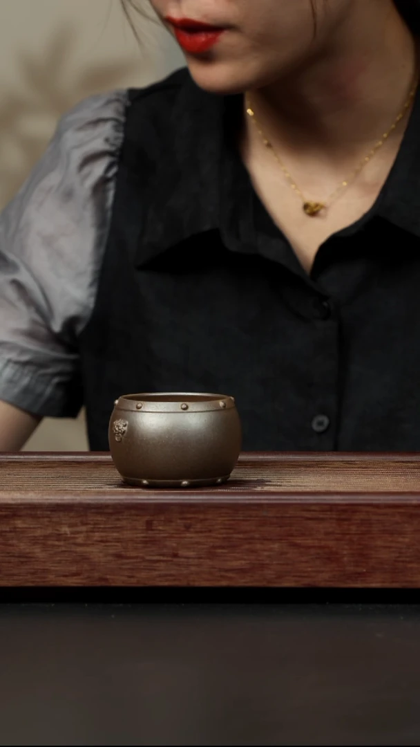 紫砂茶壶岩中泥三拼 战鼓杯