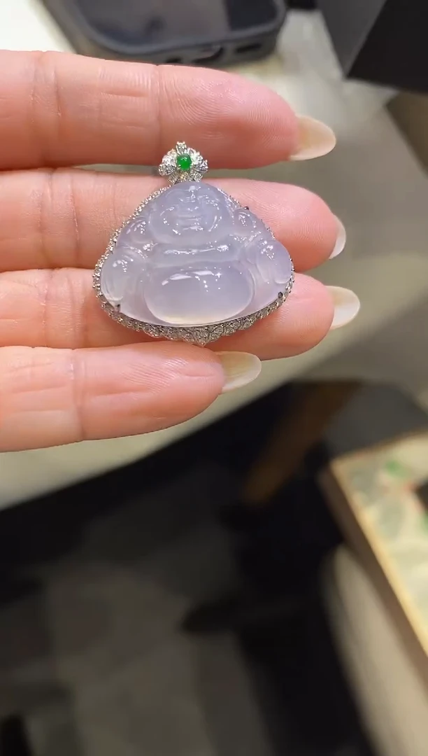 吊坠(不含链)18K金镶嵌翡翠佛公