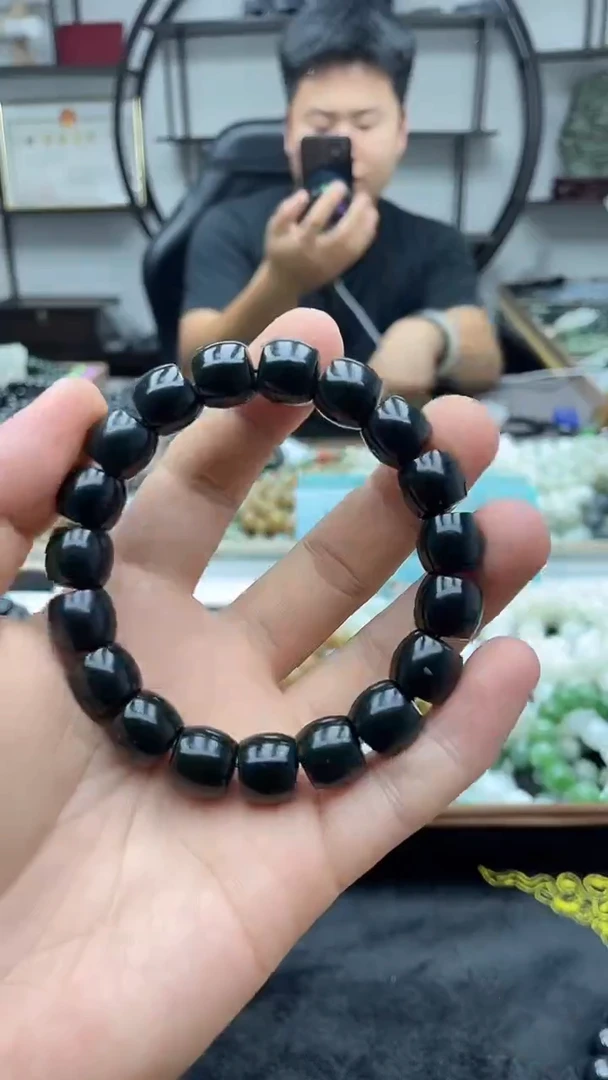 手串未镶嵌和田玉新疆塔县黑青12直切