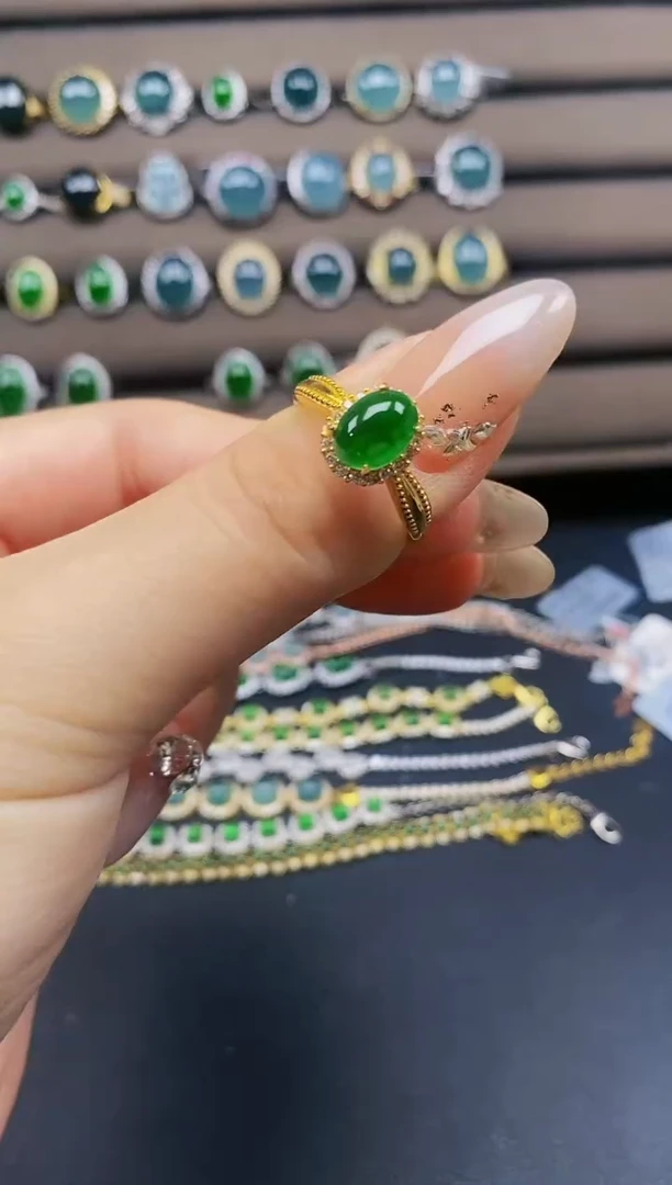 翡翠戒指银S925镶嵌1212