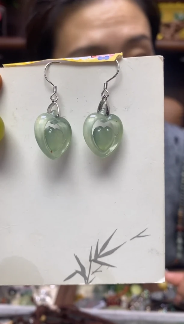 【闪购商品】岫玉耳饰银S925镶嵌·