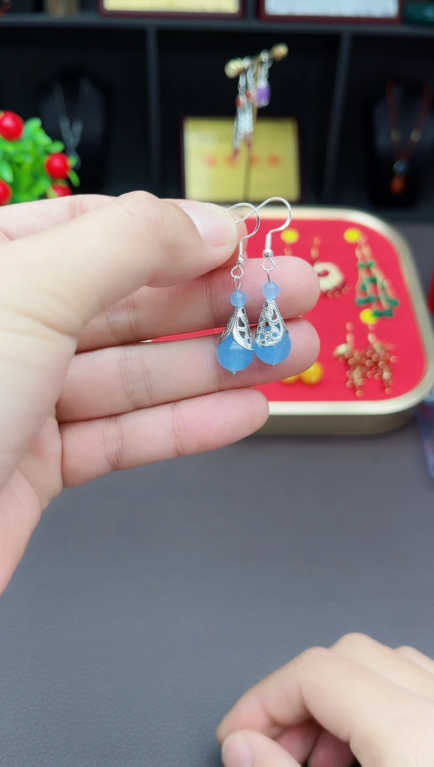 【闪购商品】玛瑙/玉髓耳钉银S925镶嵌420000