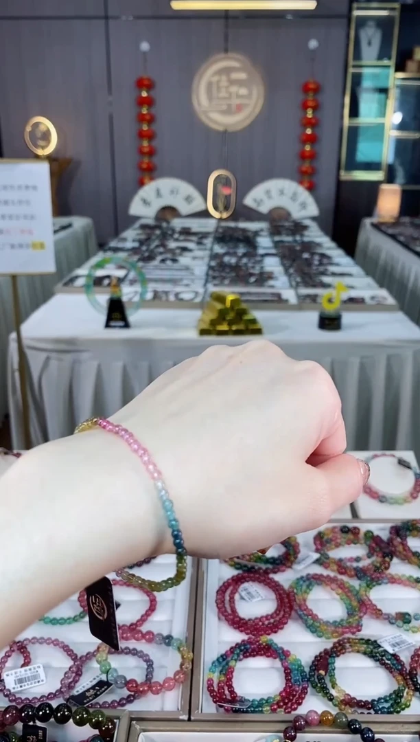 未镶嵌老矿碧玺彩虹单圈手串3mm+碧玺dan多样性发货一条