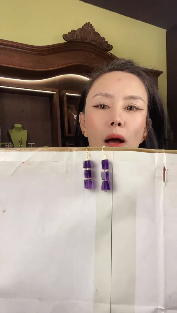 银S925镶嵌耳饰紫晶多样性发一