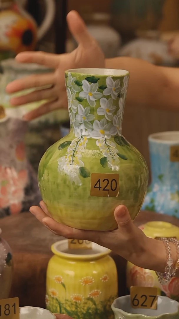 陶瓷420景德镇设计师手作花器摆件侘寂风