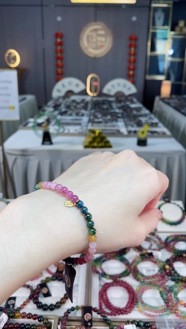 未镶嵌老矿碧玺单圈手串4mm+碧玺dan多样性发货一条