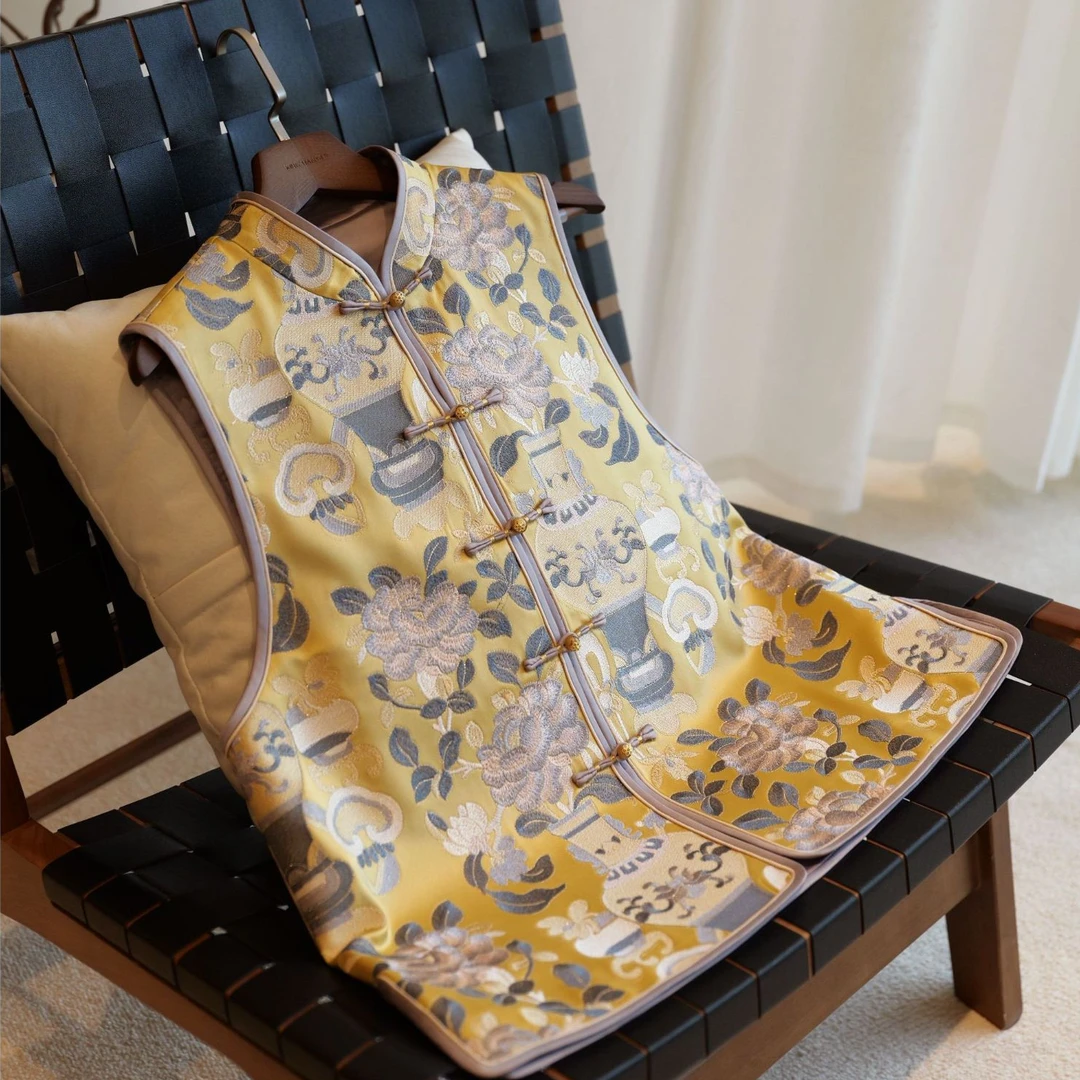 『婉月』新中式醋酸国风宽松气质马甲DHSQ3727