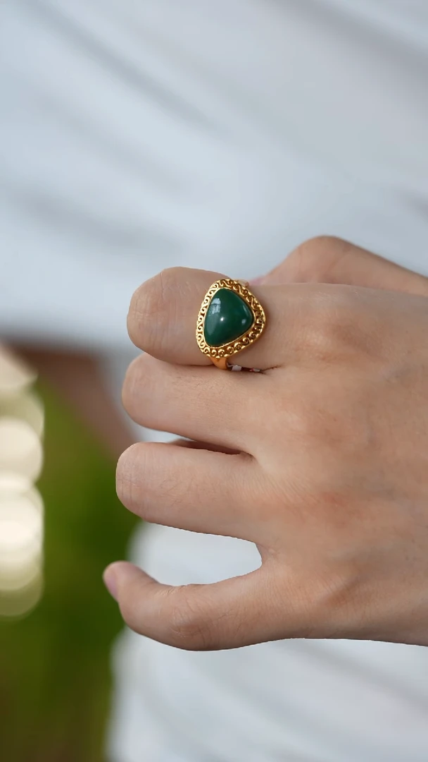 银S925镀金镶嵌绿松石戒指秒拍号27