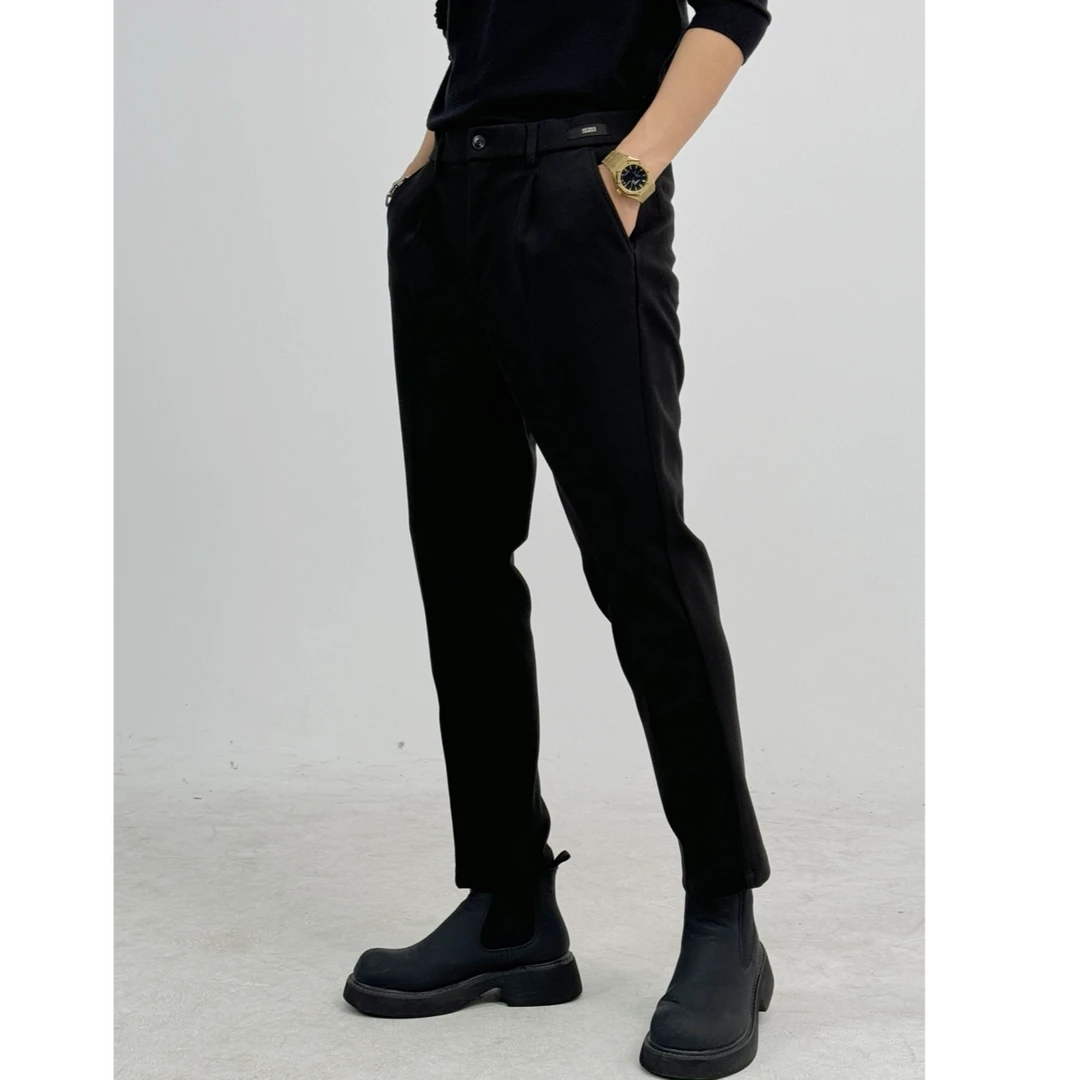 丁先森-简约款定制织唛标百搭休闲弹力休闲修身西裤