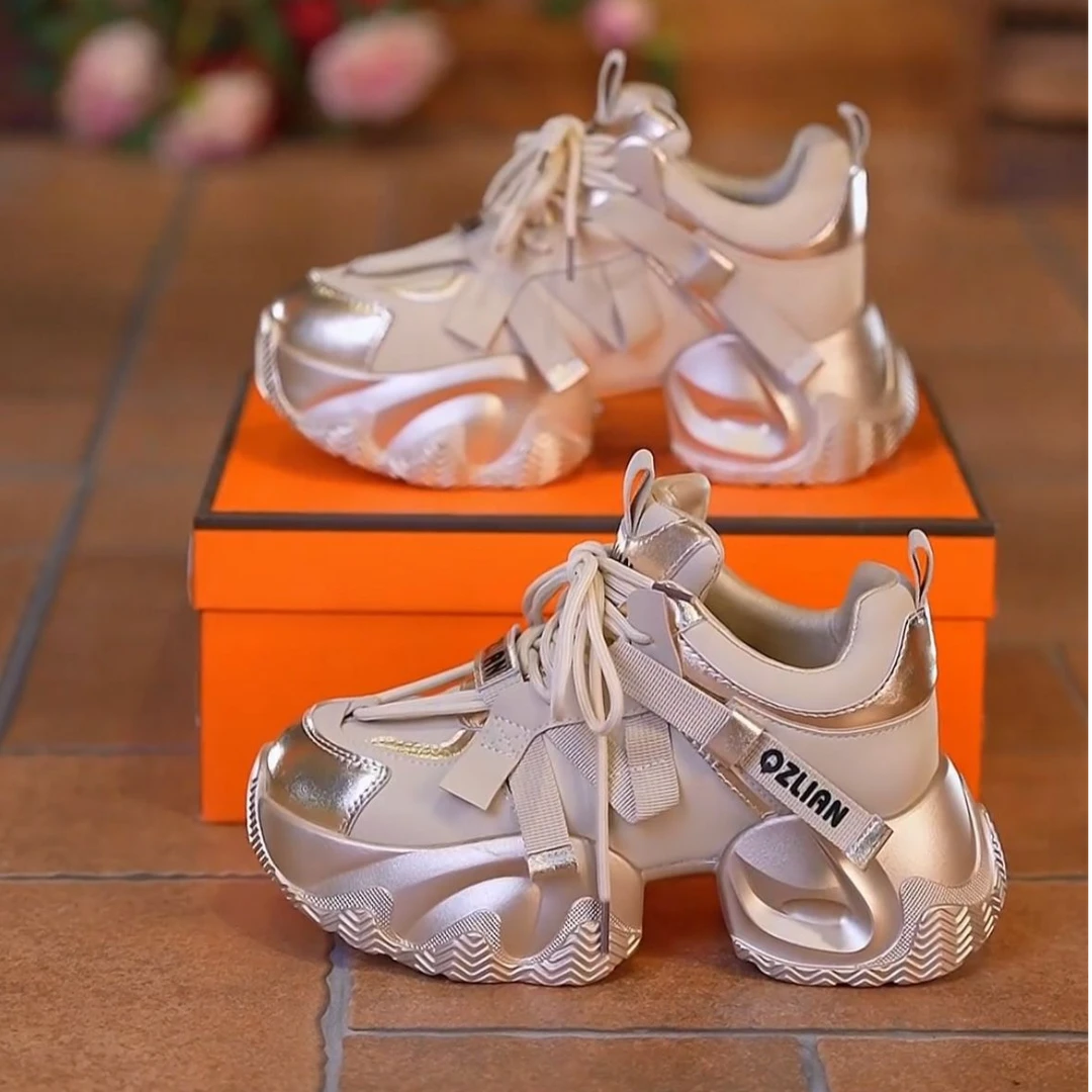 2025增高6CM春季新款高能感厚底老爹鞋时尚休闲百搭老爹鞋C46-1