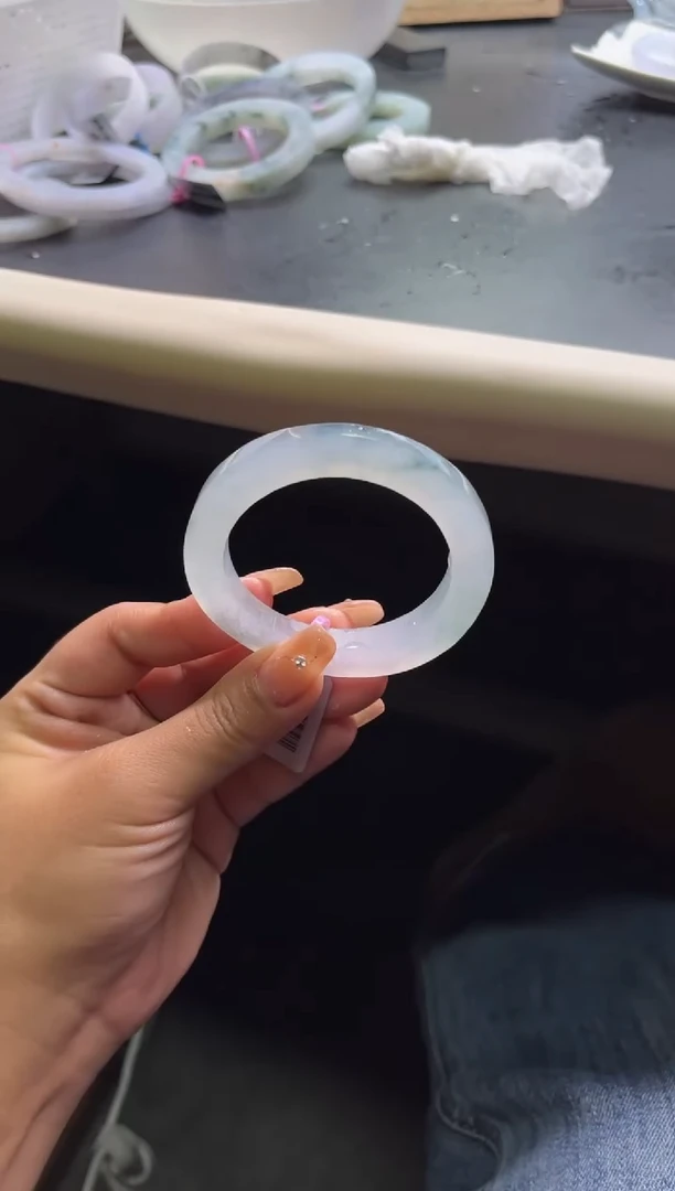 未镶嵌手镯定制翡翠49-53贵妃冰飘花「定制不退不换」