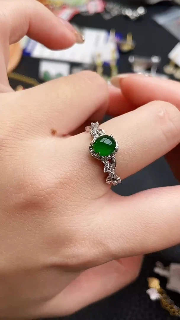 银S925镶嵌翡翠耳饰105