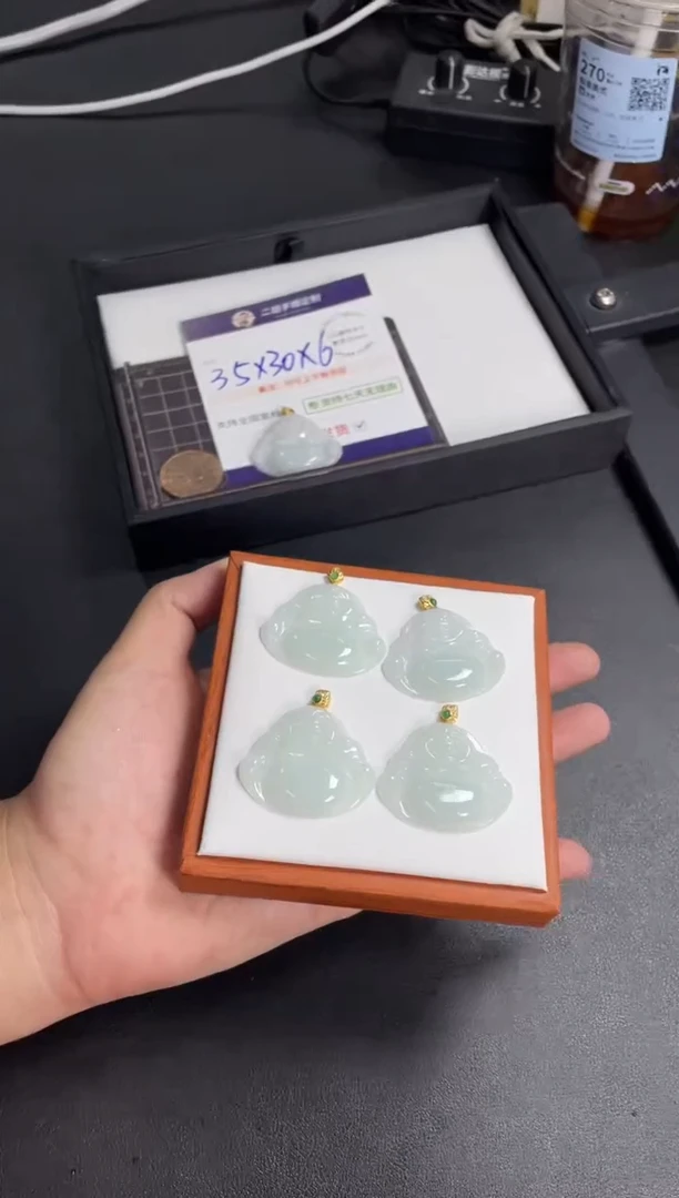 银S925镶嵌挂件翡翠大佛公@多样性发其一CP配绳