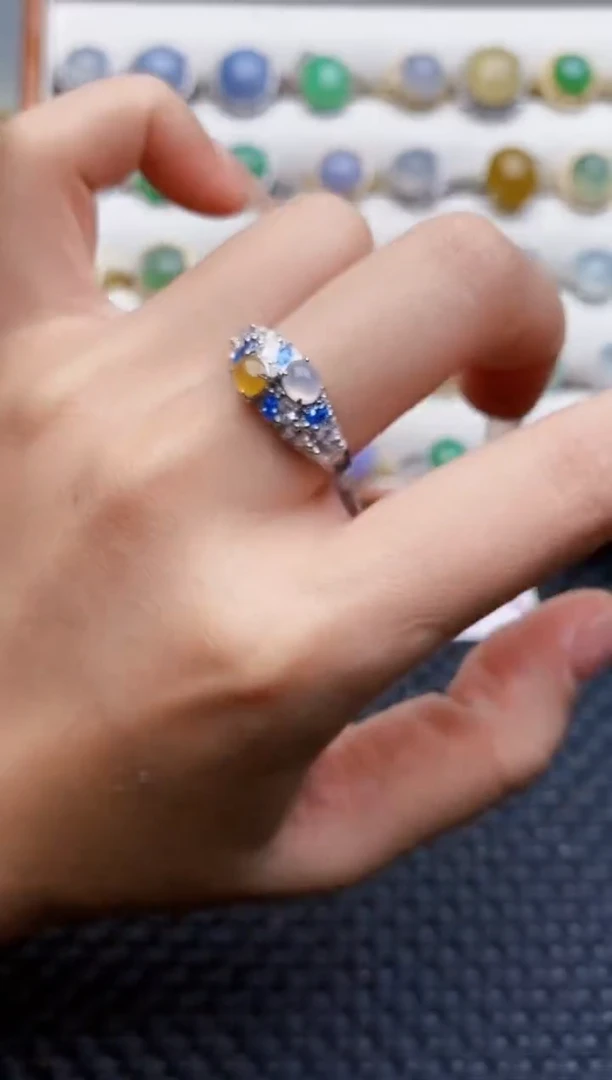 银S925镶嵌戒指翡翠2611