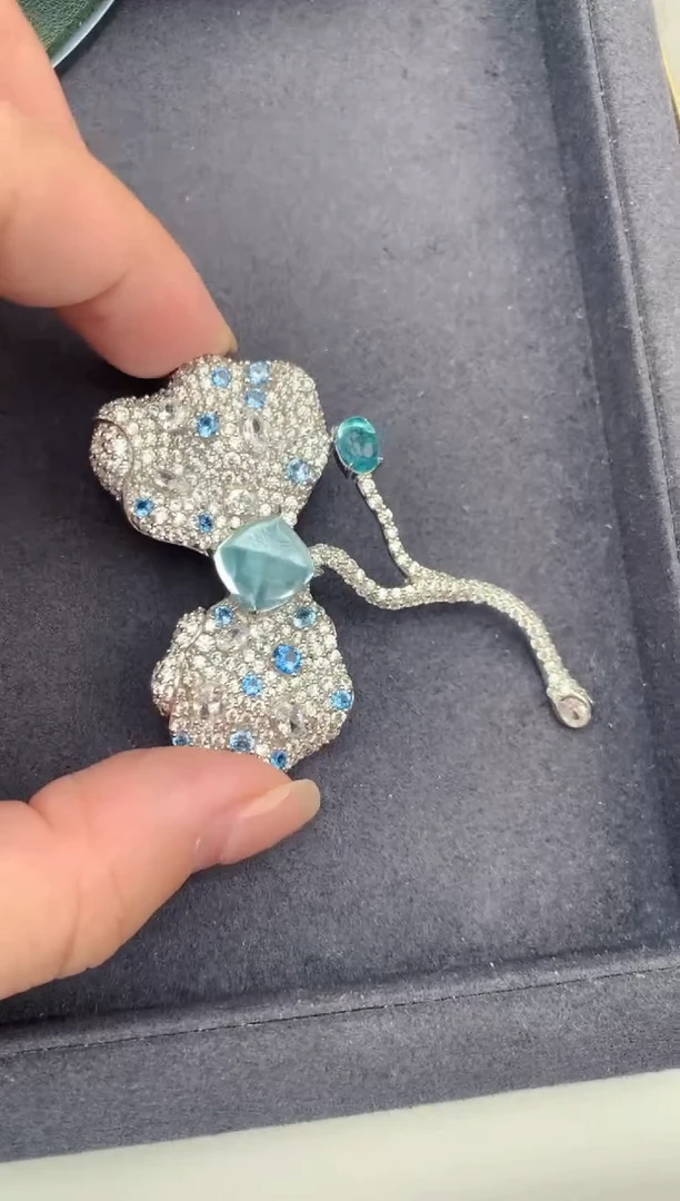 银S925镶嵌托帕石胸饰托帕石胸针  定制   GE