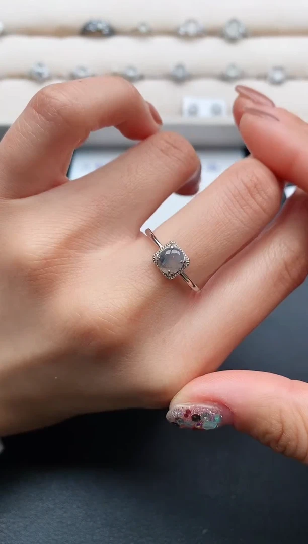 银S925镶嵌戒指翡翠2222222+3