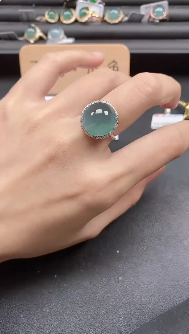 翡翠戒指银S925镶嵌1