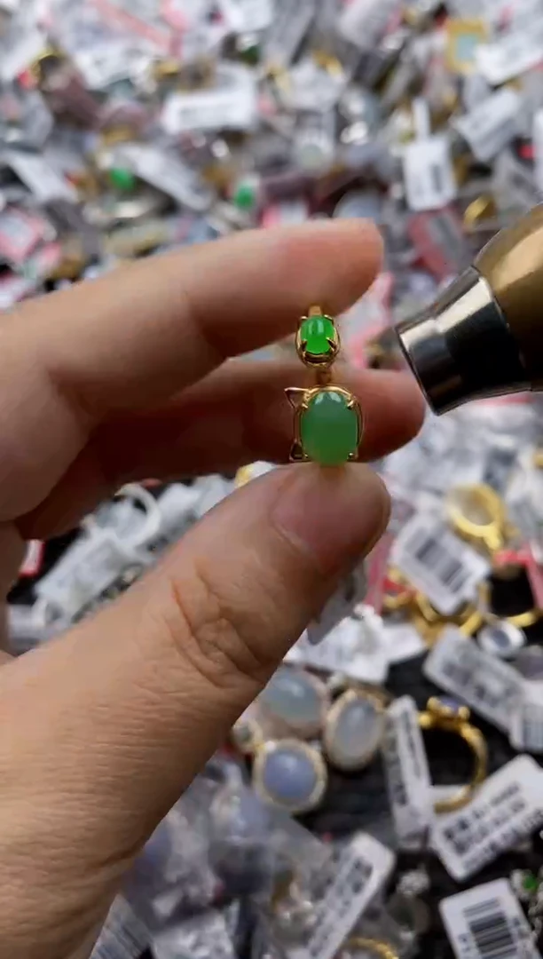 翡翠戒指银S925镶嵌6666---8