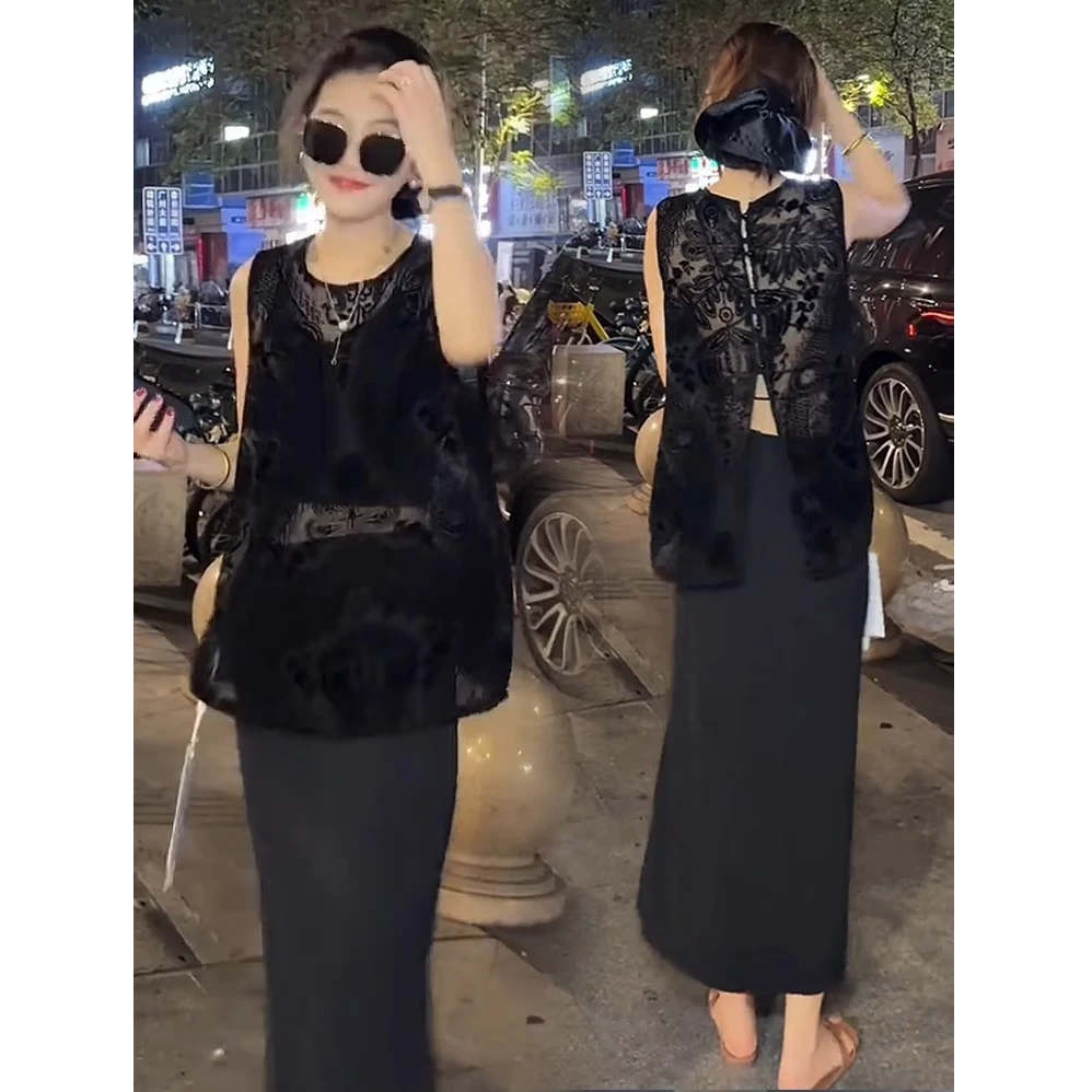 时尚套装裙女2025夏季新款洋气显瘦后背开衫上衣半身裙气质两件套