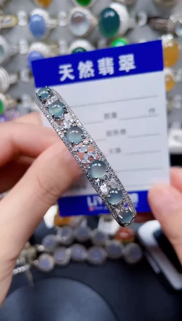 银S925镶嵌手镯翡翠116