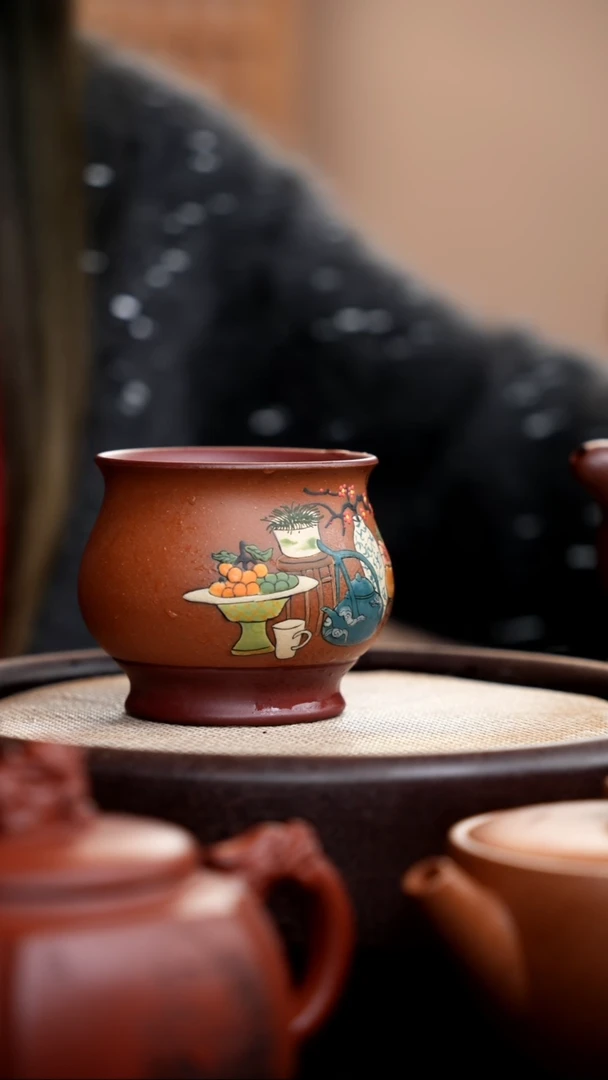 【闪购商品】紫砂茶壶段泥粉浆将军杯泥绘清供
