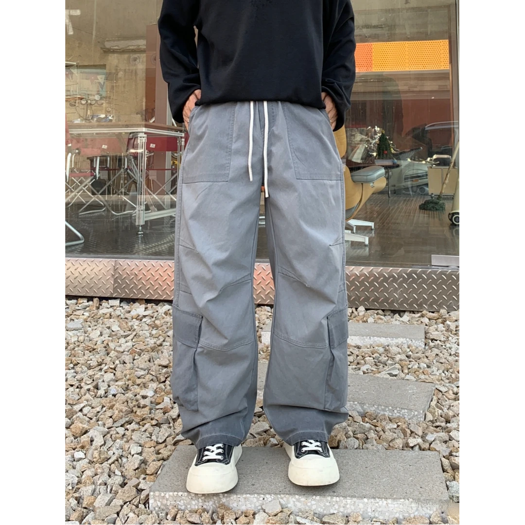 【异素服饰】25A11秋季新款潮流流光风时尚洗水棉百搭直筒工装裤