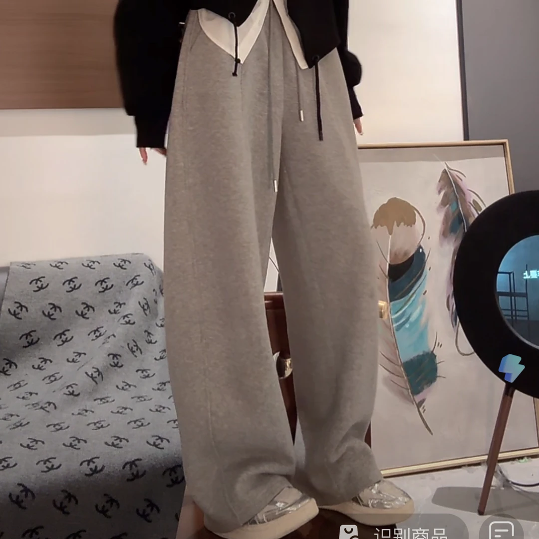 MI MI 时尚撞色拼接百搭加绒抽绳卫裤 2502-009