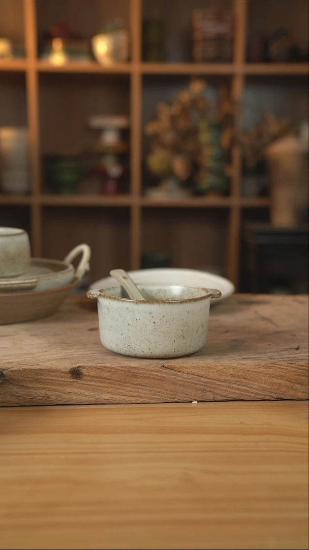 奶奶系列的双耳早餐碗加勺子【壶