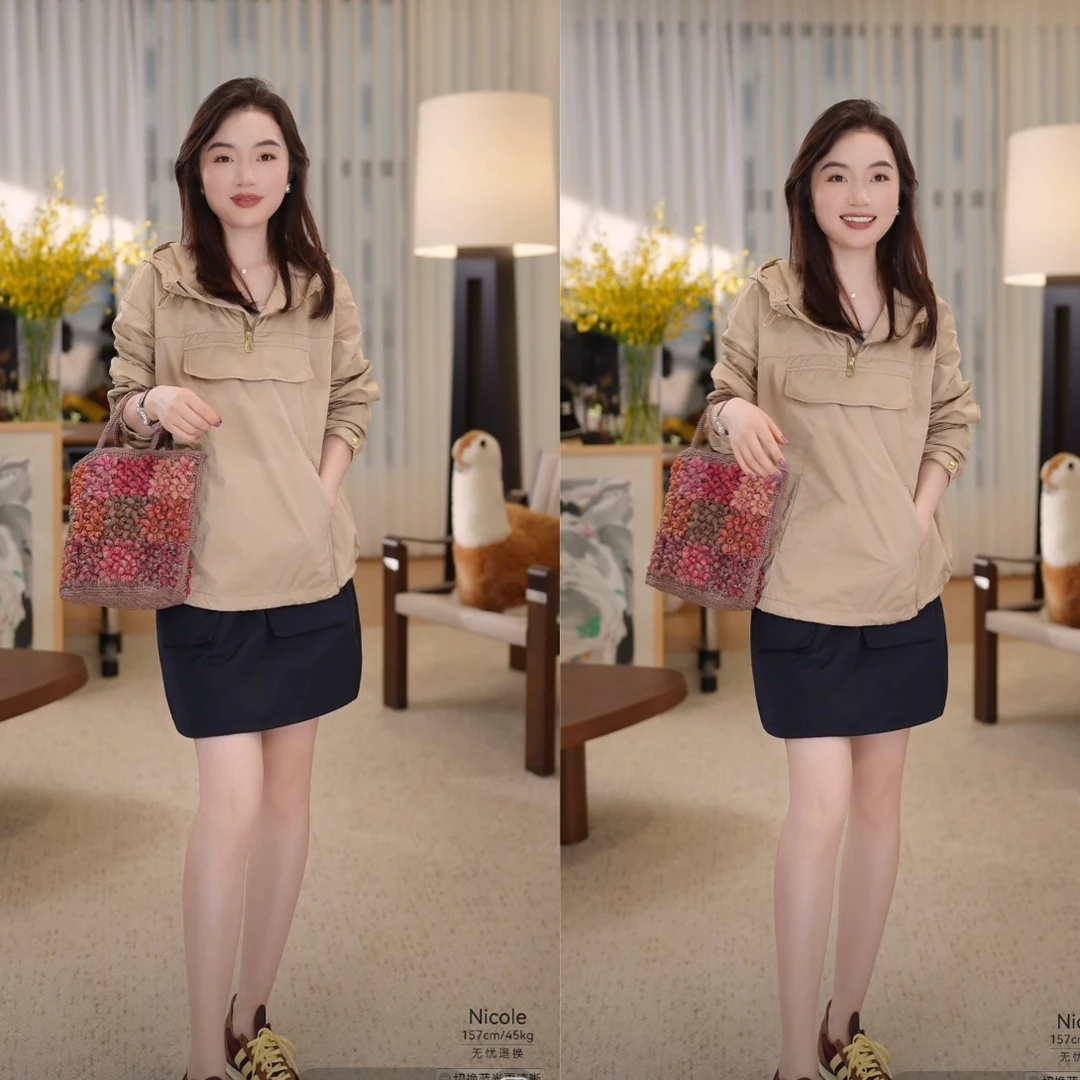 4NWT086【贵姐NICOEL】记忆面料早春旅行户外穿搭气质套头卫衣外套