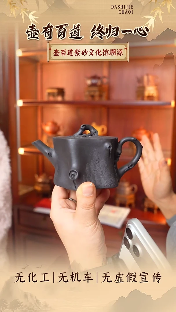 茶壶紫砂壶百道 烧金树桩 老黑料