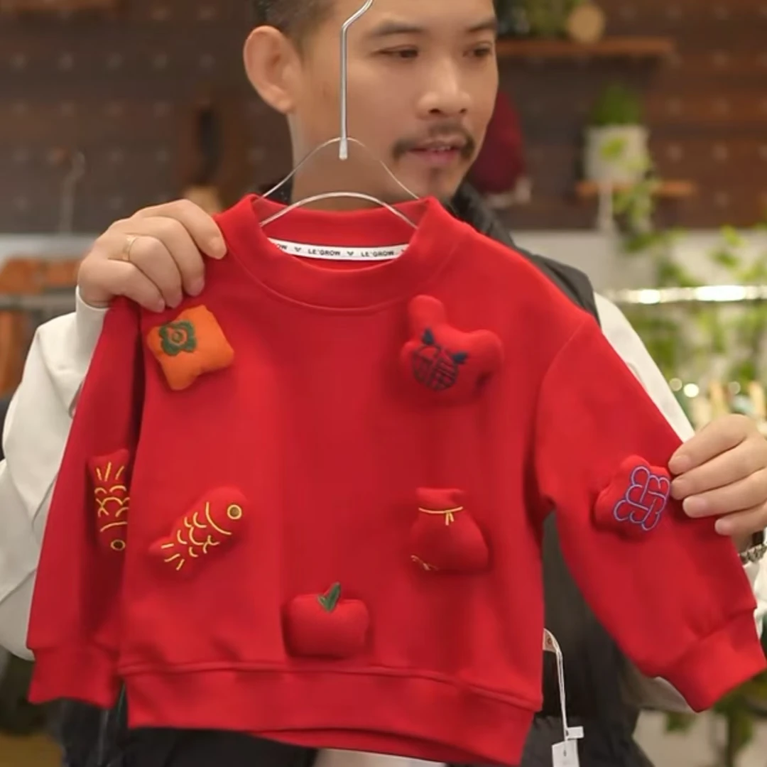 儿童秋冬立体刺绣玩偶套头衫H1891