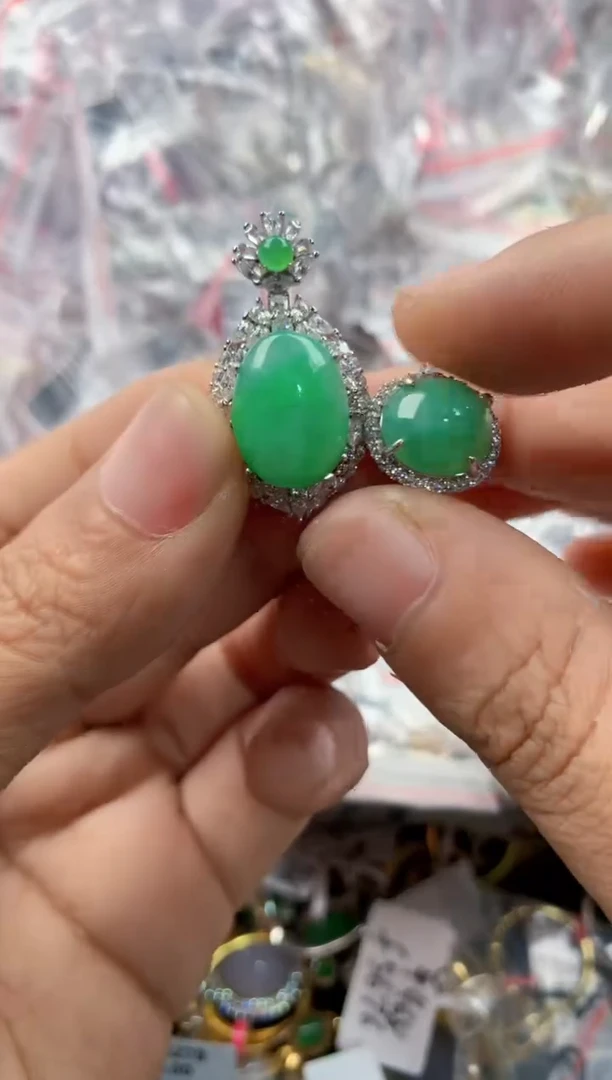 银S925镶嵌戒指翡翠444            4