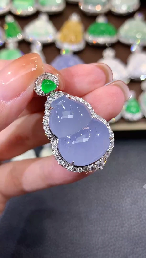 吊坠(不含链)18K金镶嵌翡翠C82 紫货有一定色差