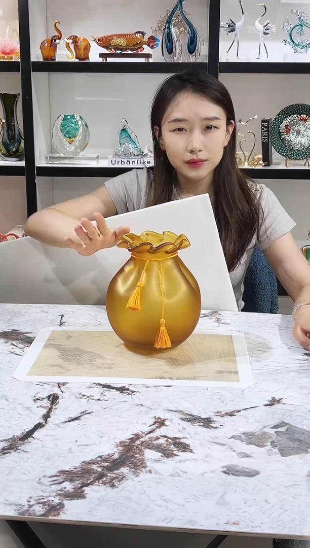 琉璃琥珀金钱袋花瓶