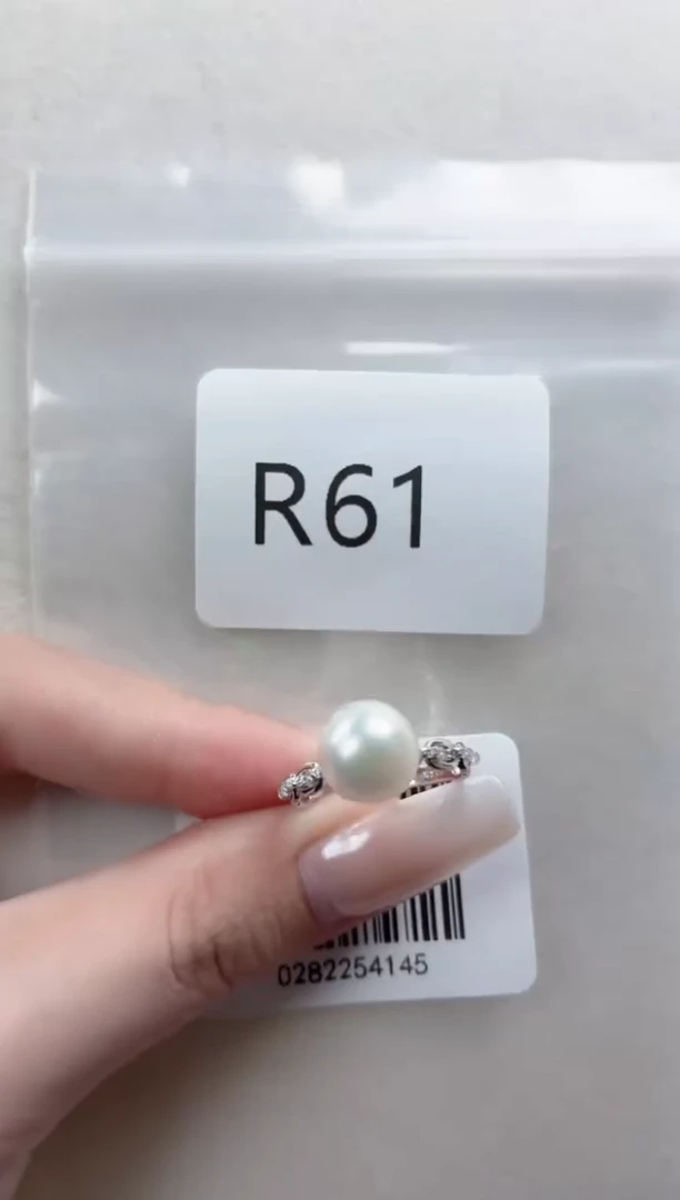 银S925镶嵌戒指海水珍珠R61