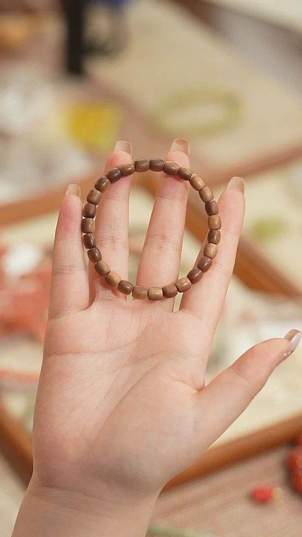 檀香木手串/手链黑肉老山檀 鼓珠素圈手串/焦糖香