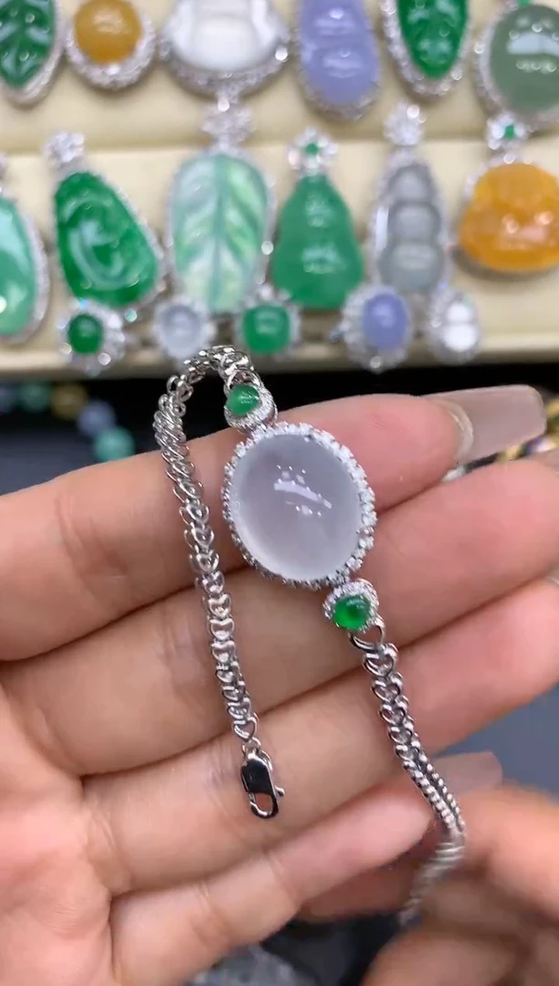 18K金镶嵌手链翡翠364-中国好珍宝