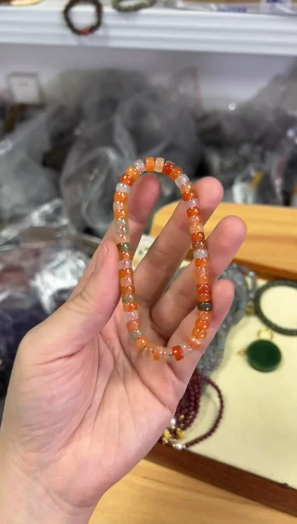 【闪购商品】玛瑙/玉髓手链未镶嵌多宝药片精工玛瑙珠手串[0386]