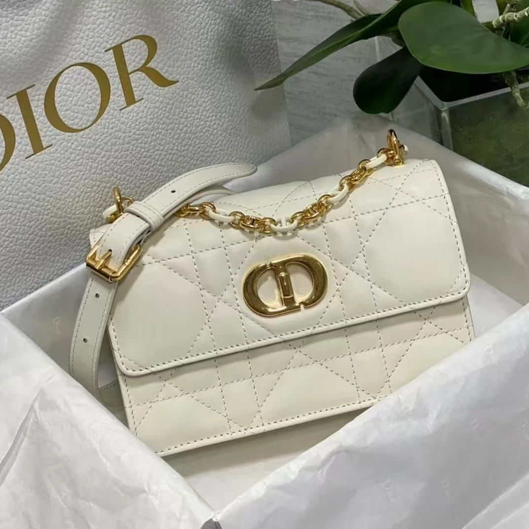 99新 DIOR/迪奥 安洁利 迪奥白色caro单肩包