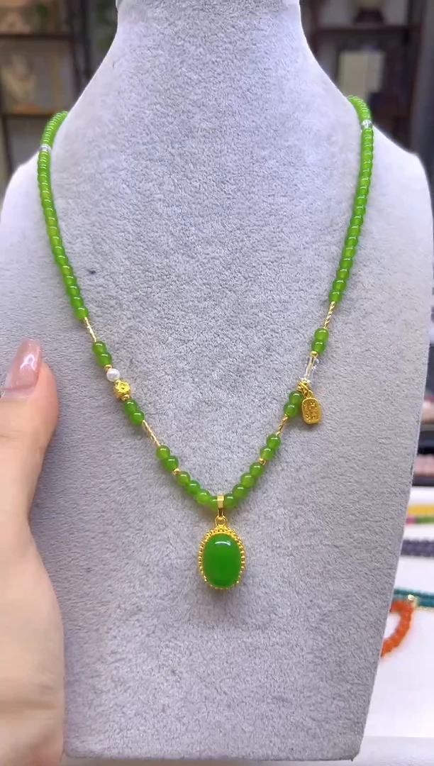 和田玉（碧玉）未镶嵌项链DIY款X700