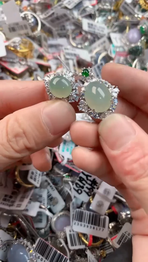 银S925镶嵌戒指翡翠999           5