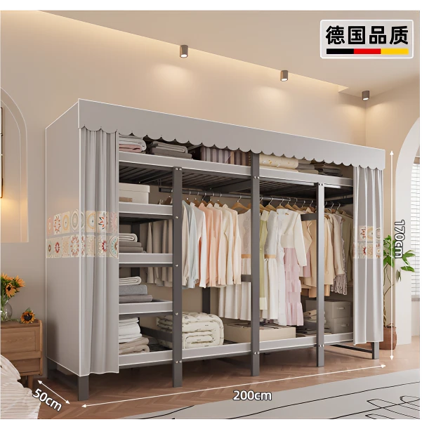 柜人乐钢管衣柜家用卧室出租房宿舍结实耐用布衣柜简易组装收纳橱