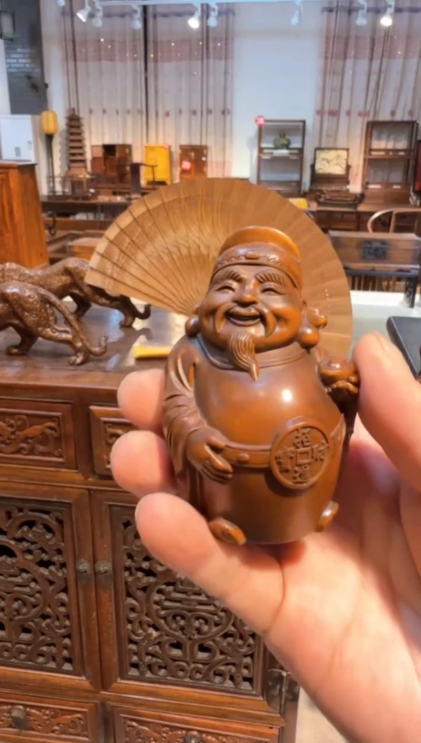 木小叶黄杨木  财神摆件