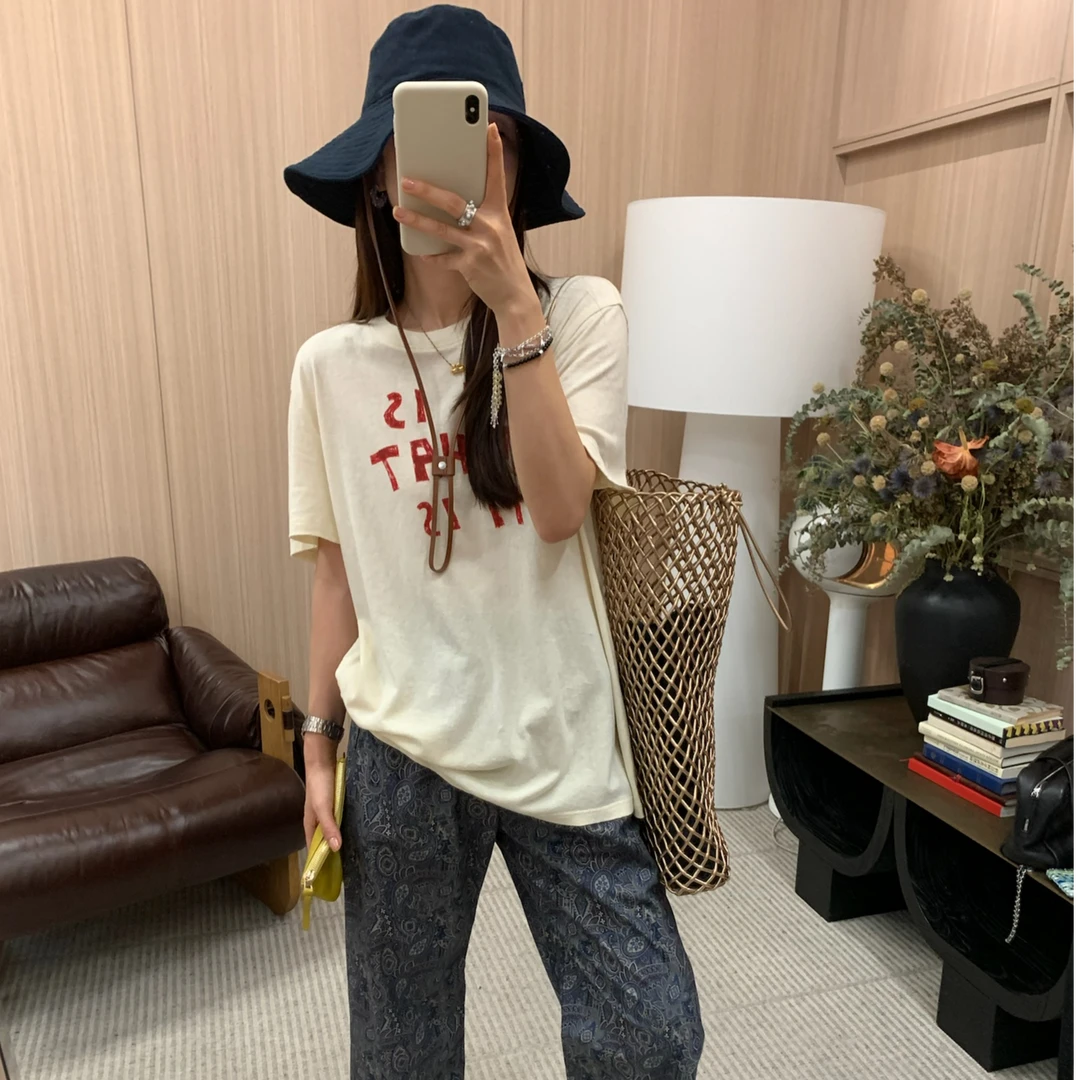 ByJunjun【中式英文T】圆领字母印花短袖百搭休闲T恤