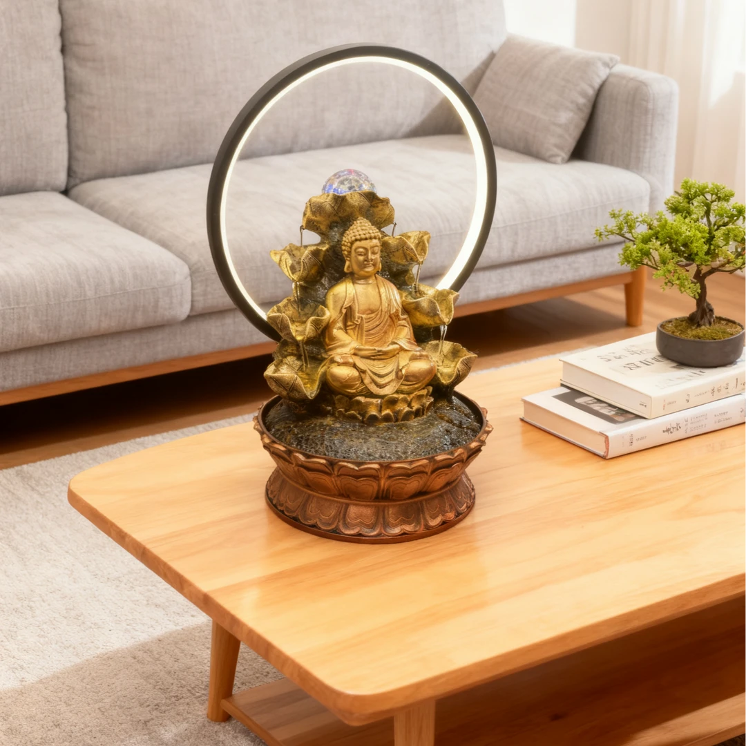 【佛象】-新中式家中佛龛流水摆件循环流水生财摆件