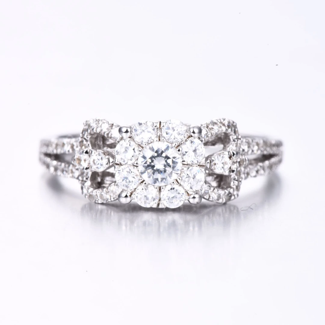 925银合成锆石戒指 镶满钻蝴蝶结甜美重工宫廷风戒指