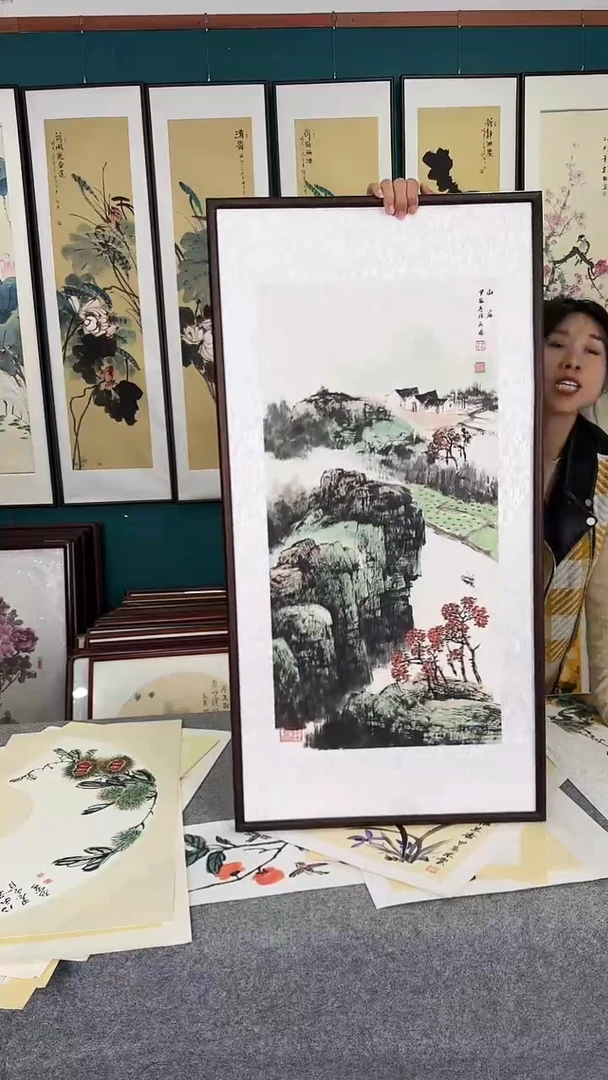 国画山水实木装裱45*90