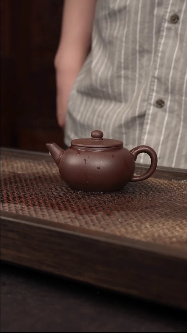 茶壶紫砂紫泥平盖水平