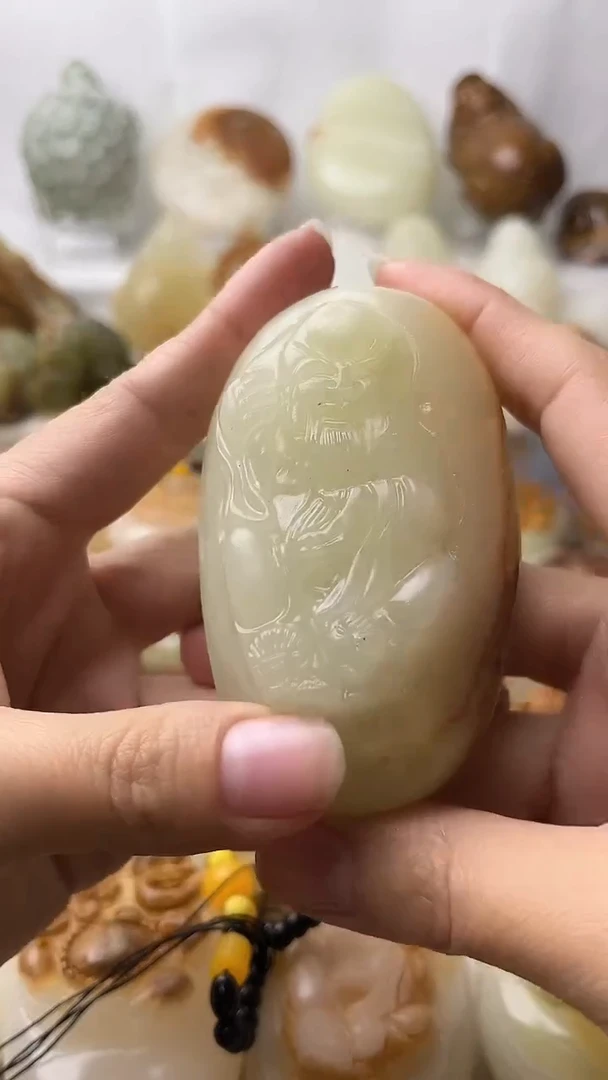 石材古青石棉纹正常不退换寿星微瑕